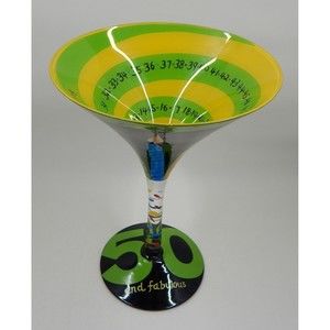 Lolita Collection 50 and Fabulous Hand-Painted Martini Glass Birthday Cocktail